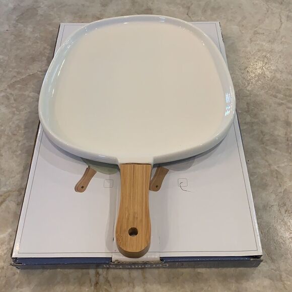 Ceramic Wood Handled Dish - Picture 3 of 5